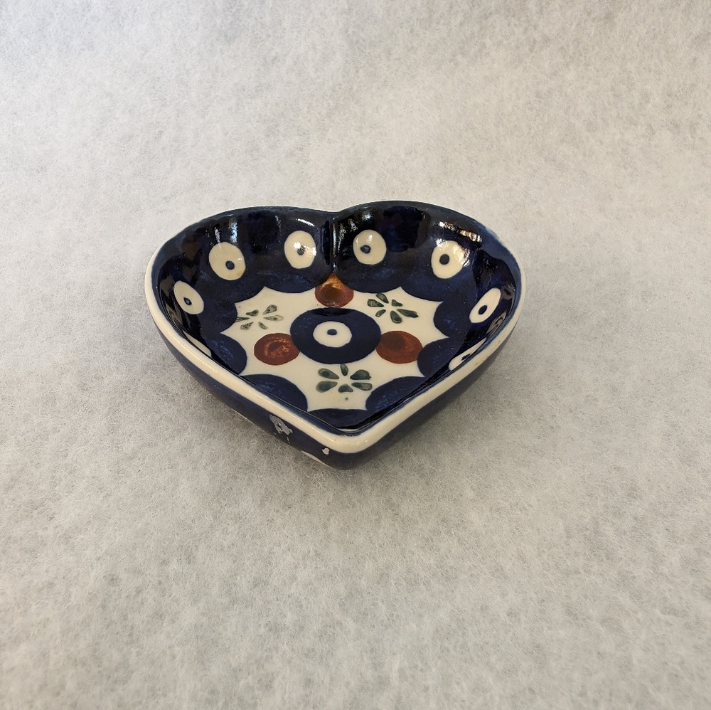 Polish Pottery Heart Shaped Mini Dish